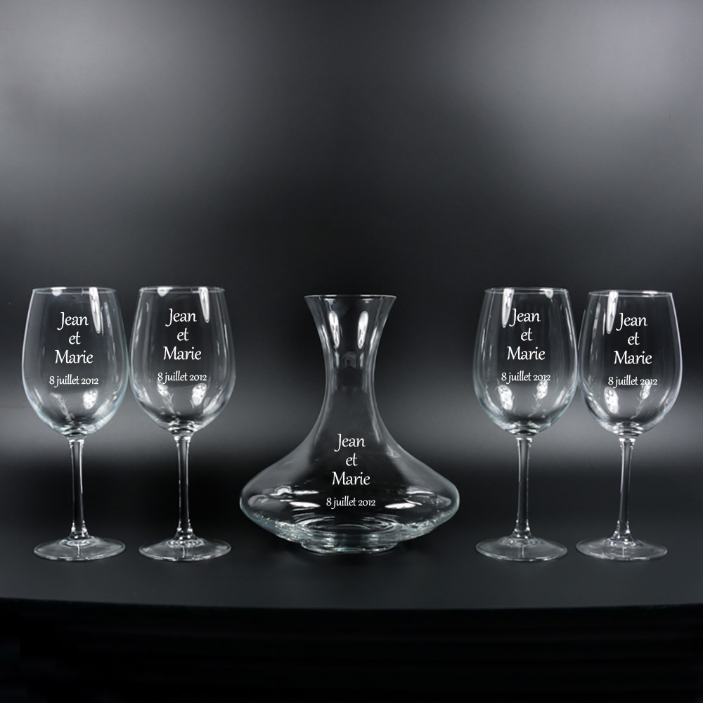 Cadeaux personnalisés: Art de la table personnalisé: Ensemble carafe et verres gravés personnalisés