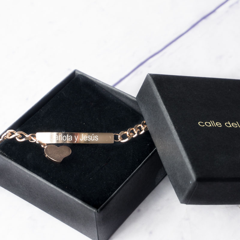 Cadeaux personnalisés: Bijoux personnalisés: Bracelet chaîne cœur personnalisé