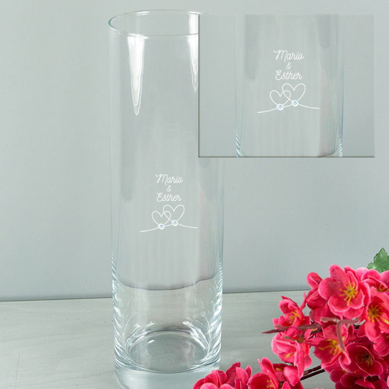 Cadeaux personnalisés: Art de la table personnalisé: Vase Swarovski gravé pour couple