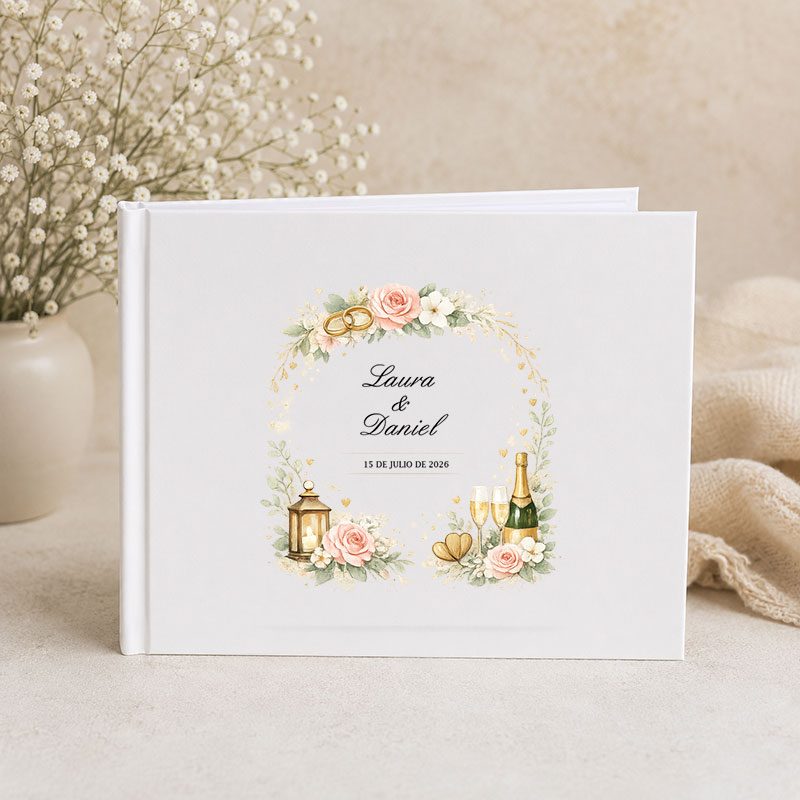 Cadeaux personnalisés: Meilleures ventes: Livre d&rsquo;or de mariage personnalis&eacute; &eacute;l&eacute;gant avec pr&eacute;noms et date