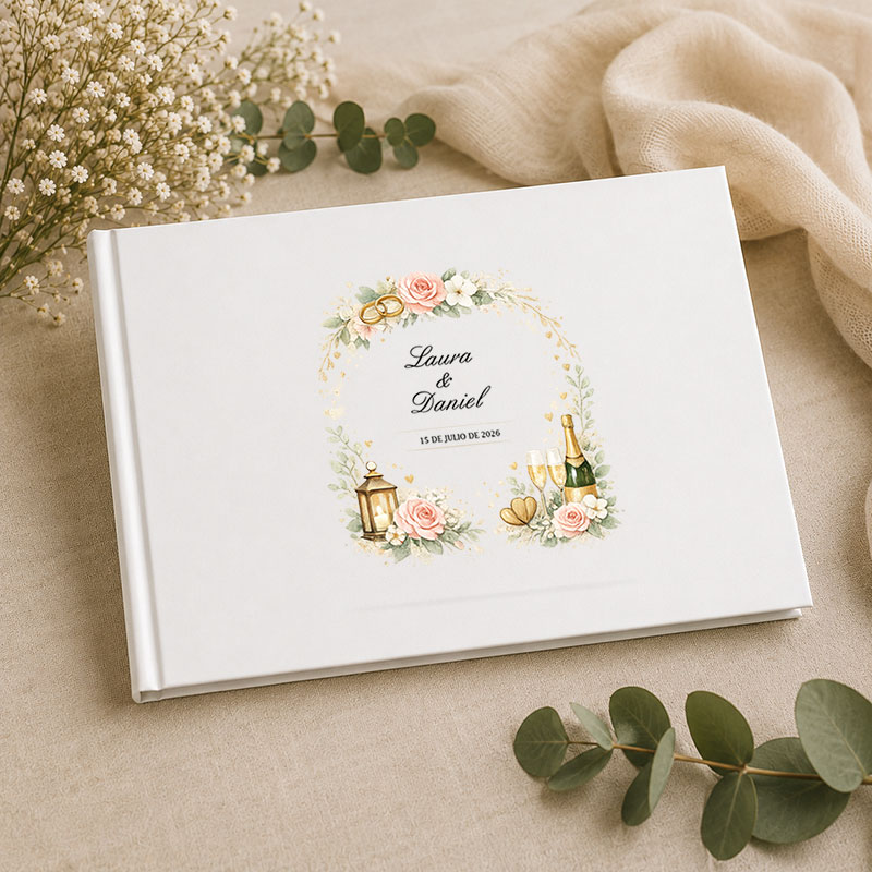 Cadeaux personnalisés: Meilleures ventes: Livre d&rsquo;or de mariage personnalis&eacute; &eacute;l&eacute;gant avec pr&eacute;noms et date