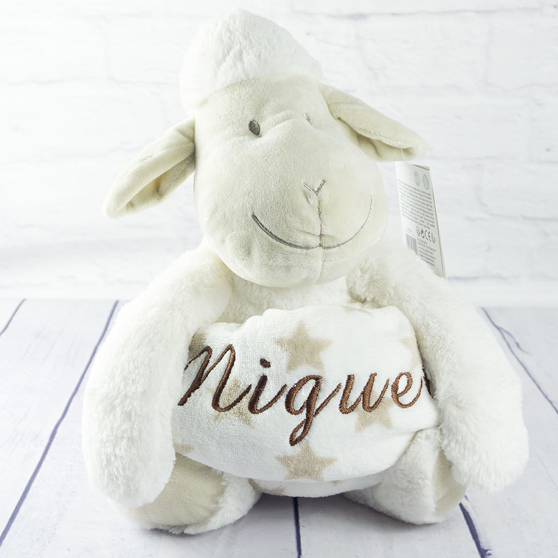 Cadeaux personnalisés: Cadeaux brodés: Couverture pour bébé brodée avec son animal en peluche