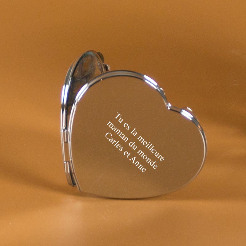 Cadeaux personnalisés: Cadeaux avec le nom: Miroir à cœur gravé pour sac à main