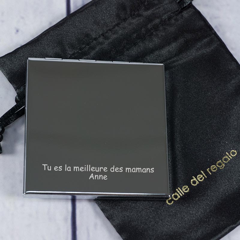 Cadeaux personnalisés: Cadeaux avec le nom: Miroir pour sac personnalisé avec gravure