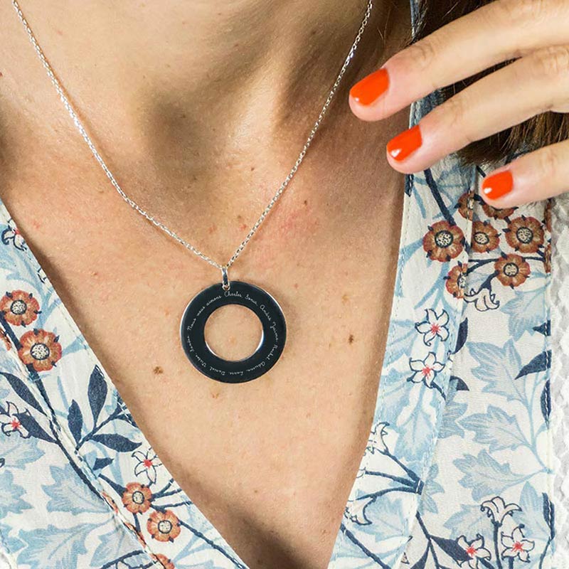 Cadeaux personnalisés: Bijoux personnalisés: Pendentif disque en argent pour professeur