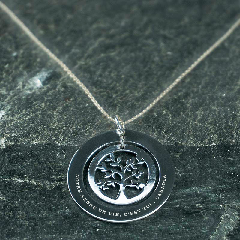 Cadeaux personnalisés: Bijoux personnalisés: Pendentif en Argent Arbre de Vie personnalisé