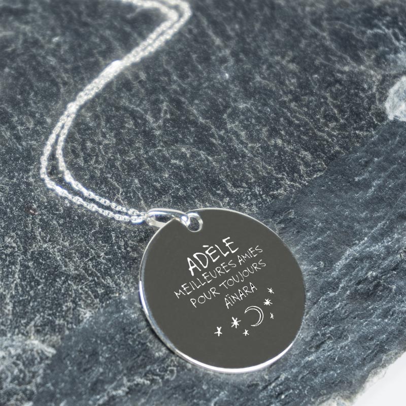 Cadeaux personnalisés: Bijoux personnalisés: Pendentif en argent personnalisé avec dédicace