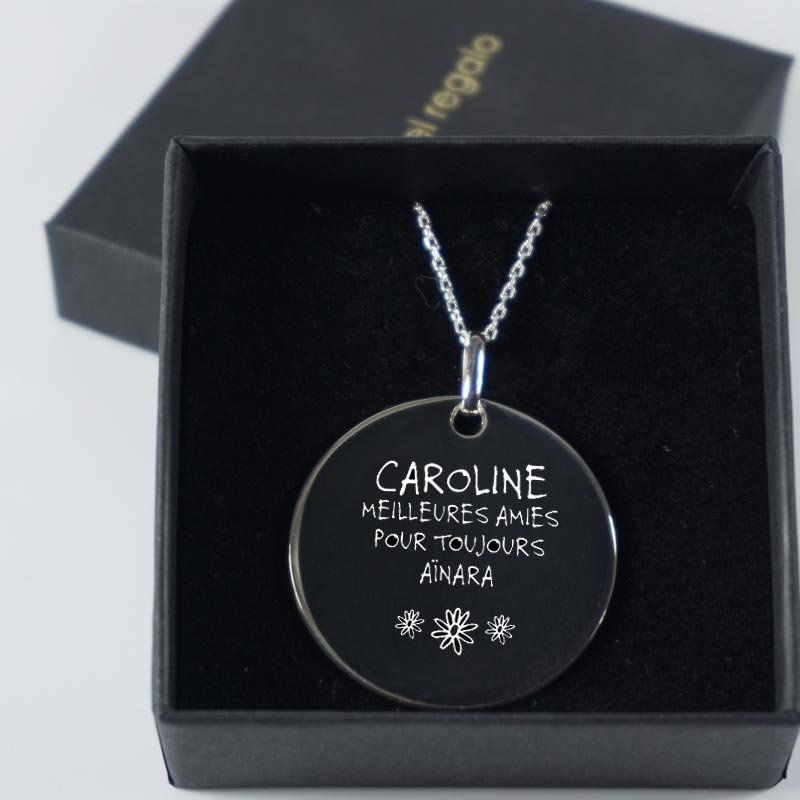 Cadeaux personnalisés: Bijoux personnalisés: Pendentif en argent personnalisé avec dédicace