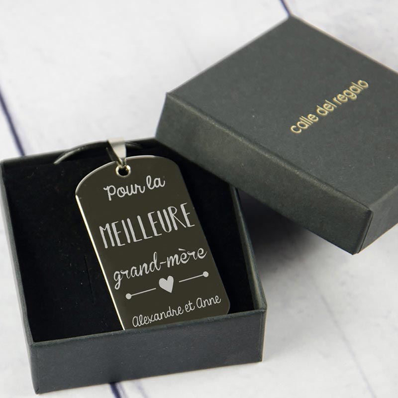 Cadeaux personnalisés: Bijoux personnalisés: Pendentif 'pour la Meilleure Grand-mère' gravé de Votre Signature