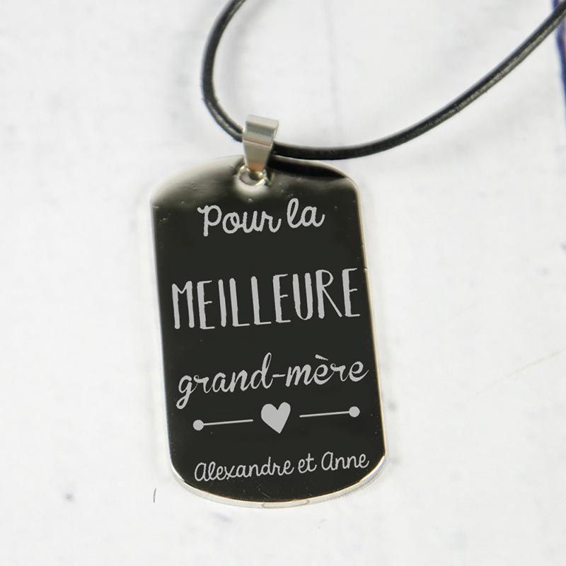 Cadeaux personnalisés: Bijoux personnalisés: Pendentif 'pour la Meilleure Grand-mère' gravé de Votre Signature