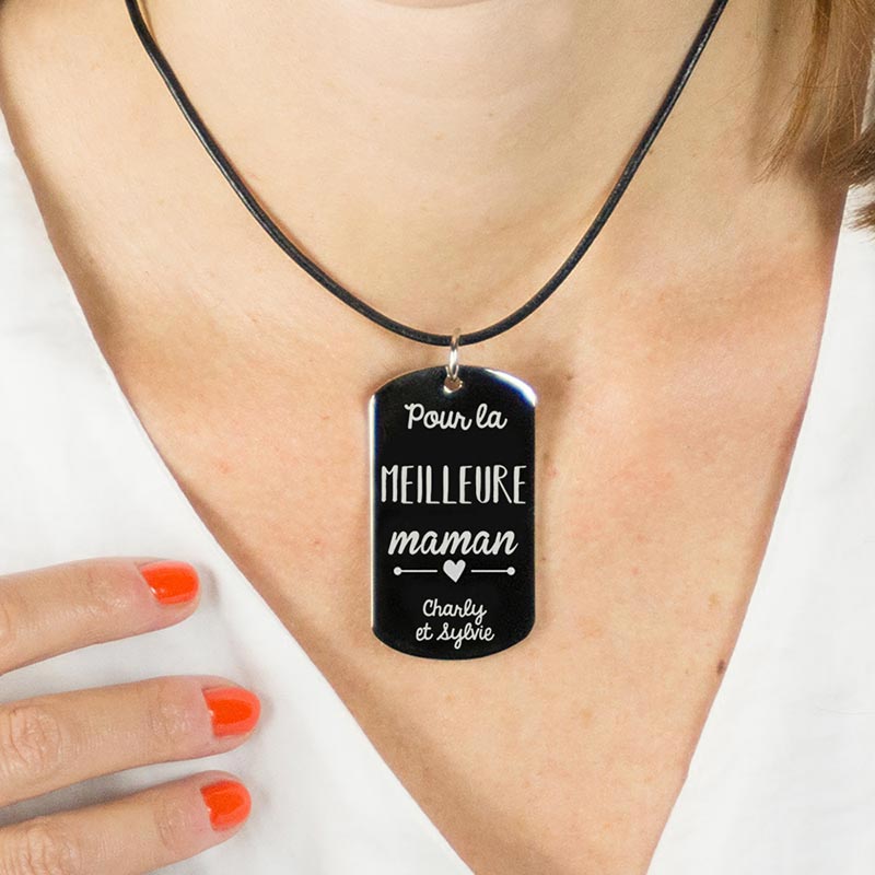 Cadeaux personnalisés: Bijoux personnalisés: Pendentif 'pour la Meilleure Maman' gravé de Votre Signature