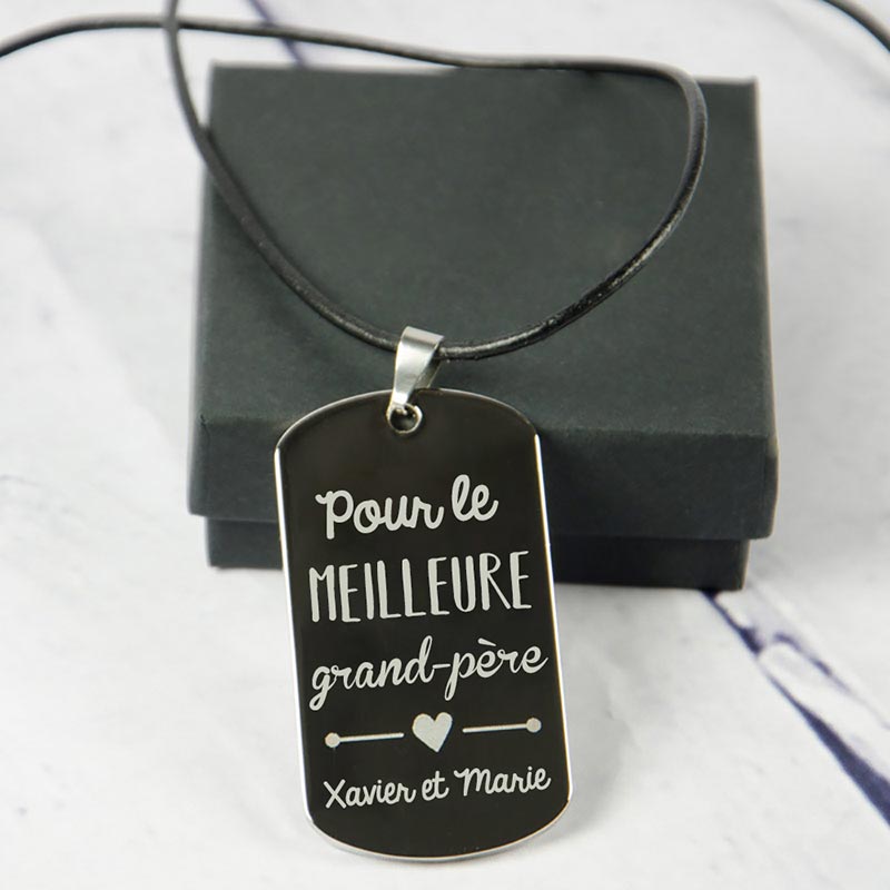 Cadeaux personnalisés: Cadeaux avec le nom: Pendentif 'pour Le Meilleur Grand-père' gravé de Votre Signature