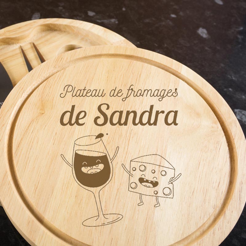 Cadeaux personnalisés: Cadeaux avec le nom: Planche à fromage en bambou personnalisée