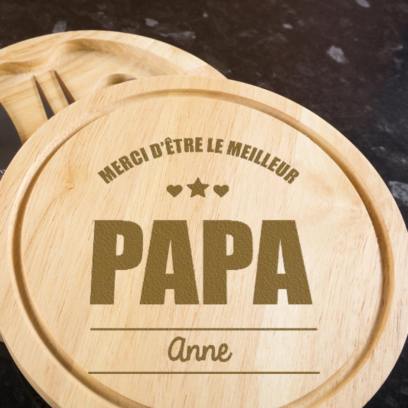 Cadeaux personnalisés: Cadeaux avec le nom: Plateau de fromages en bambou personnalisé pour papa