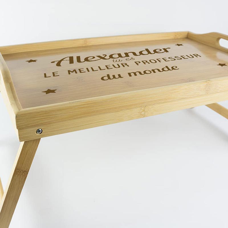Cadeaux personnalisés: Bois personnalisé: Plateau en bois gravé 'Le meilleur enseignant du Monde'