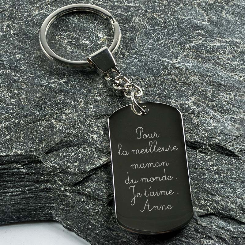 Cadeaux personnalisés: Bijoux personnalisés: Porte-clé gravé avec votre écriture