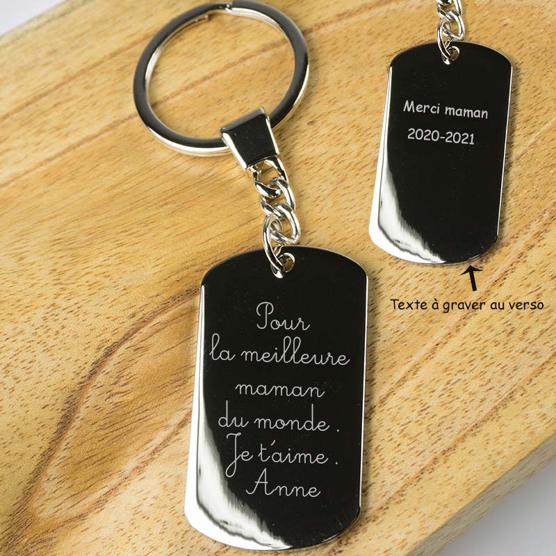 Cadeaux personnalisés: Bijoux personnalisés: Porte-clé gravé avec votre écriture