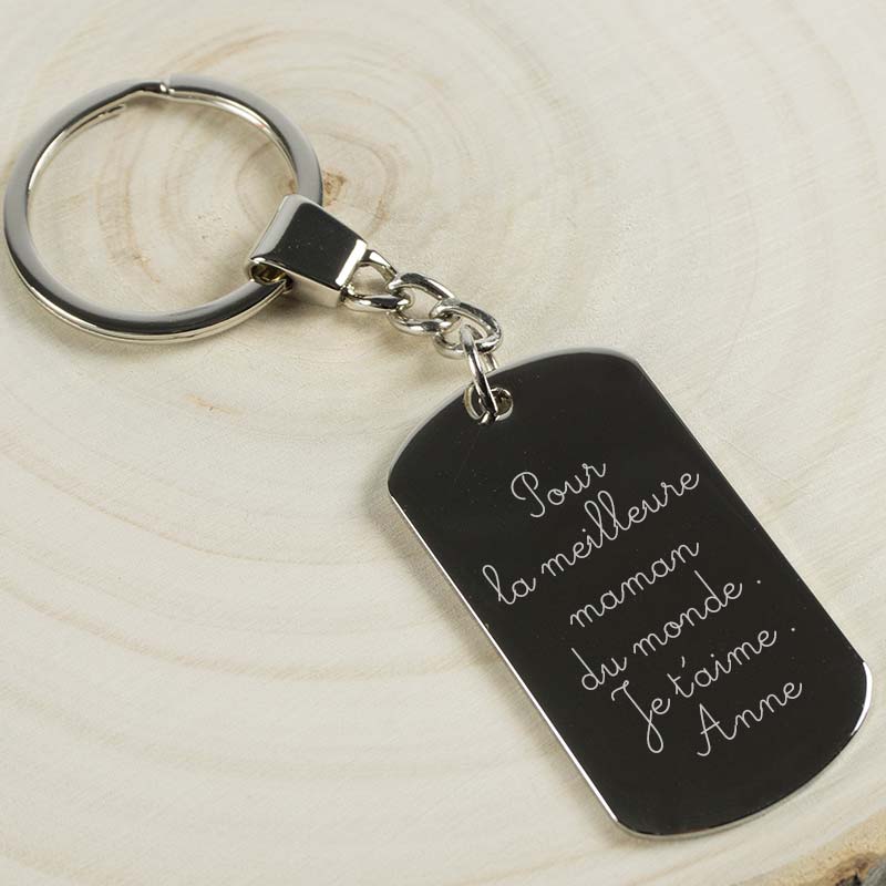 Cadeaux personnalisés: Bijoux personnalisés: Porte-clé gravé avec votre écriture