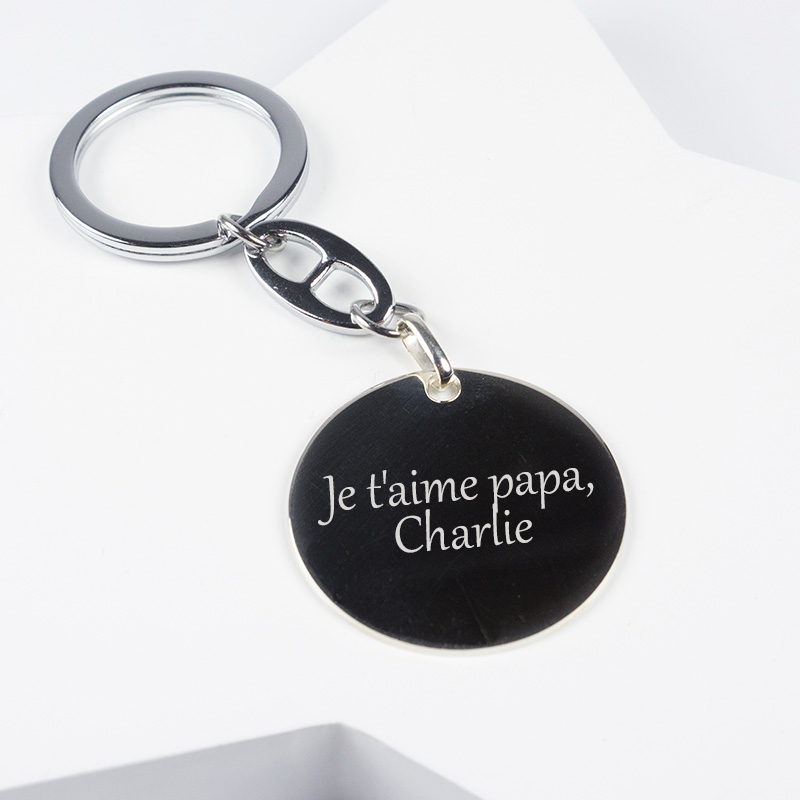 Cadeaux personnalisés: Bijoux personnalisés: Porte-clés en argent gravé