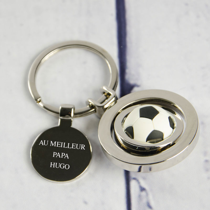 Cadeaux personnalisés: Bijoux personnalisés: Porte-clés foot-ball gravé