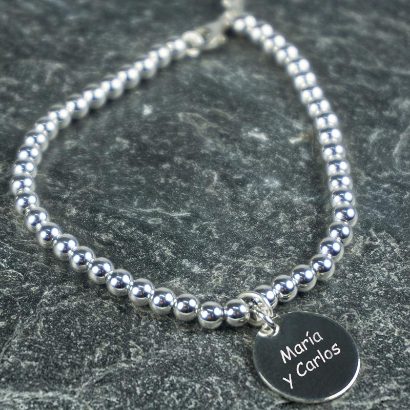 Cadeaux personnalisés: Bijoux personnalisés: Bracelet boules en argent personnalisé