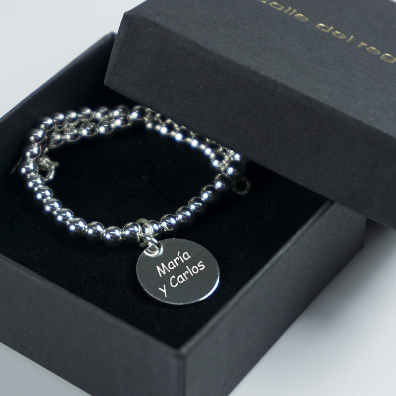 Cadeaux personnalisés: Bijoux personnalisés: Bracelet boules en argent personnalisé