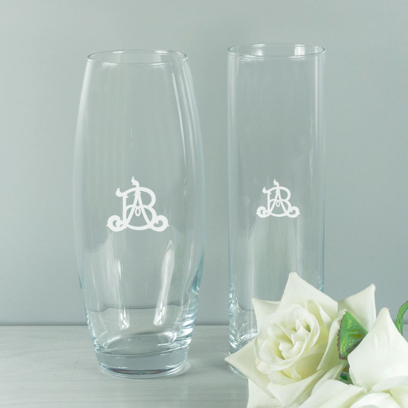 Cadeaux personnalisés: Art de la table personnalisé: Vase gravé avec monogramme