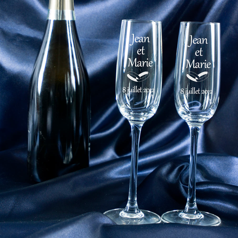 Cadeaux personnalisés: Art de la table personnalisé: Coupes de champagne pour couples