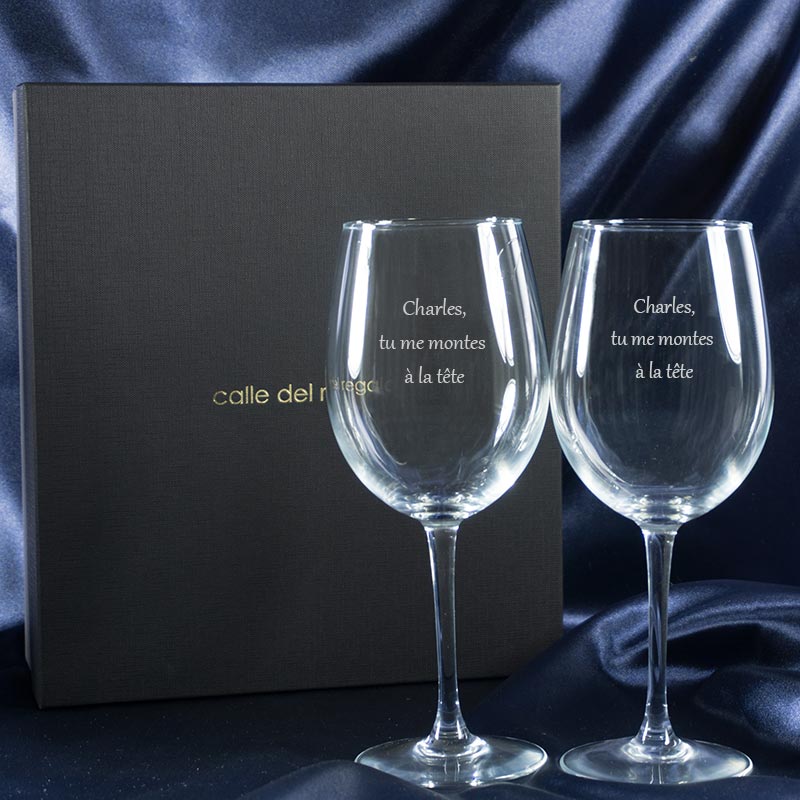 Cadeaux personnalisés: Art de la table personnalisé: Verres à vin personnalisés gravés avec message