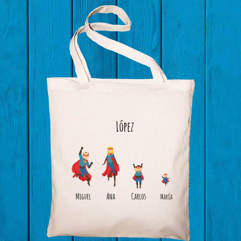 Cadeaux personnalisés: Cadeaux avec le nom: Sac fourre-tout super familial personnalisé