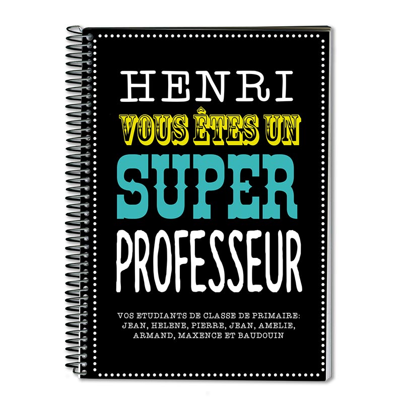 Cadeaux personnalisés: Cadeaux avec le nom: Cahier Superprof personnalisé