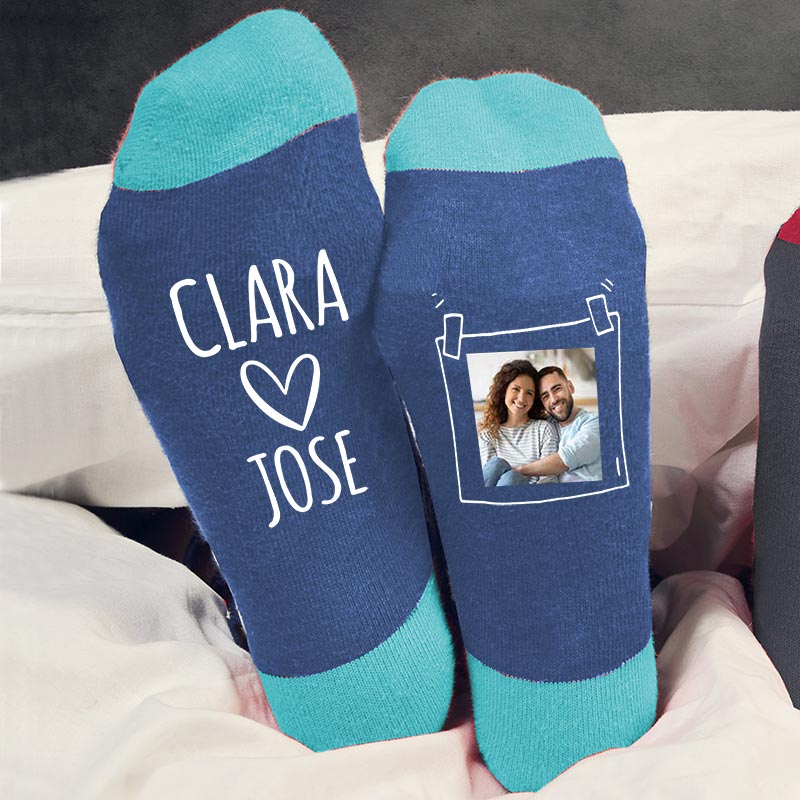 Cadeaux personnalisés: Cadeaux avec le nom: Chaussettes BIO personnalisées pour couple