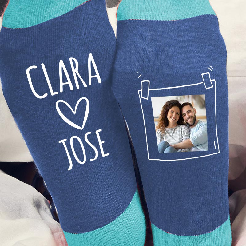 Cadeaux personnalisés: Cadeaux avec le nom: Chaussettes personnalisées BIO pour couple