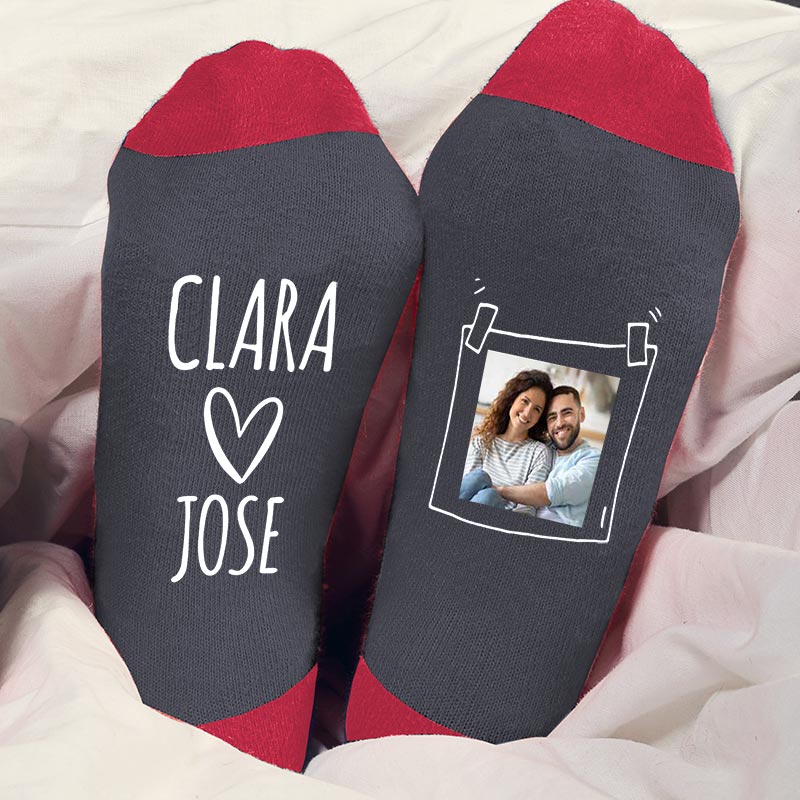 Cadeaux personnalisés: Cadeaux avec le nom: Chaussettes BIO personnalisées pour couple