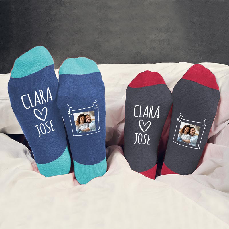 Cadeaux personnalisés: Cadeaux avec le nom: Chaussettes BIO personnalisées pour couple