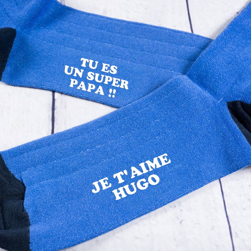 Cadeaux personnalisés: Cadeaux avec le nom: Chaussettes drôles personnalisées pour papa