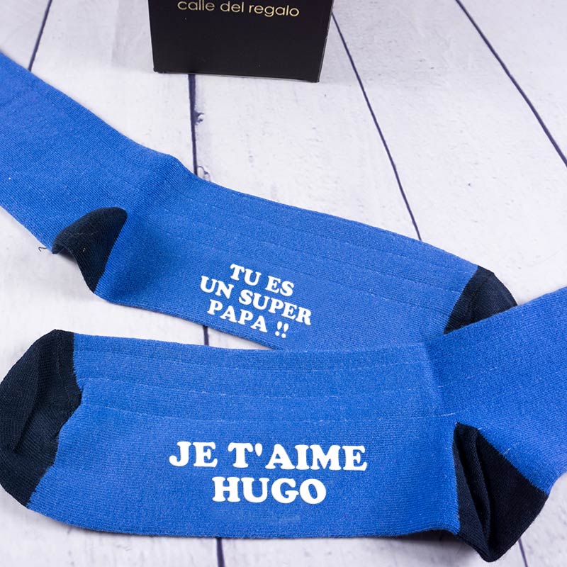 Cadeaux personnalisés: Cadeaux avec le nom: Chaussettes drôles personnalisées pour papa