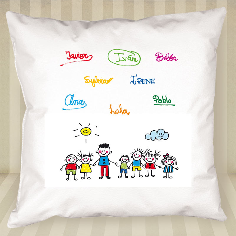 Cadeaux personnalisés: Décoration: Coussin personnalisé avec signatures pour professeur