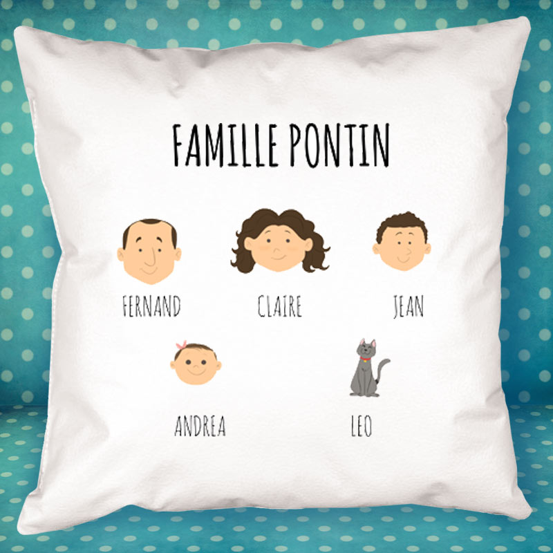 Cadeaux personnalisés: Décoration: Coussin familial personnalisé