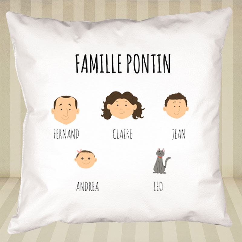 Cadeaux personnalisés: Décoration: Coussin familial personnalisé