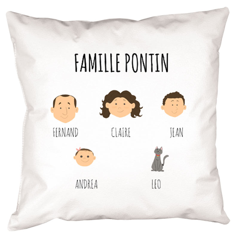 Cadeaux personnalisés: Décoration: Coussin familial personnalisé