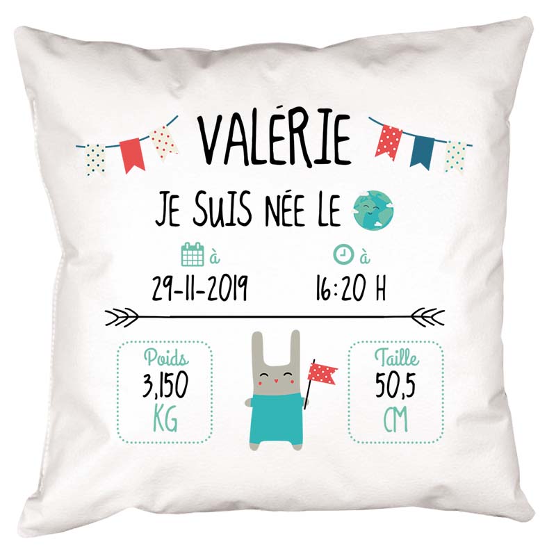 Cadeaux personnalisés: Décoration: Coussin nouveau-né personnalisé