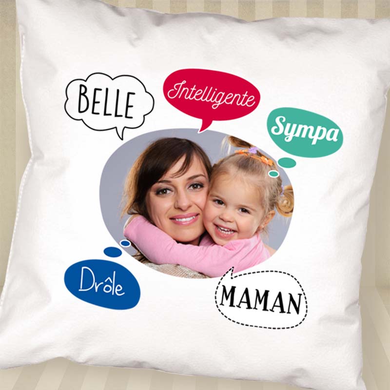 Cadeaux personnalisés: Décoration: Coussin personnalisé 'bulles' pour maman