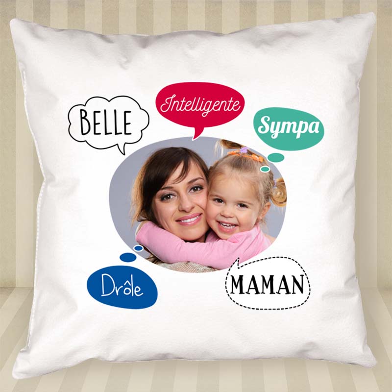 Cadeaux personnalisés: Décoration: Coussin personnalisé 'bulles' pour maman