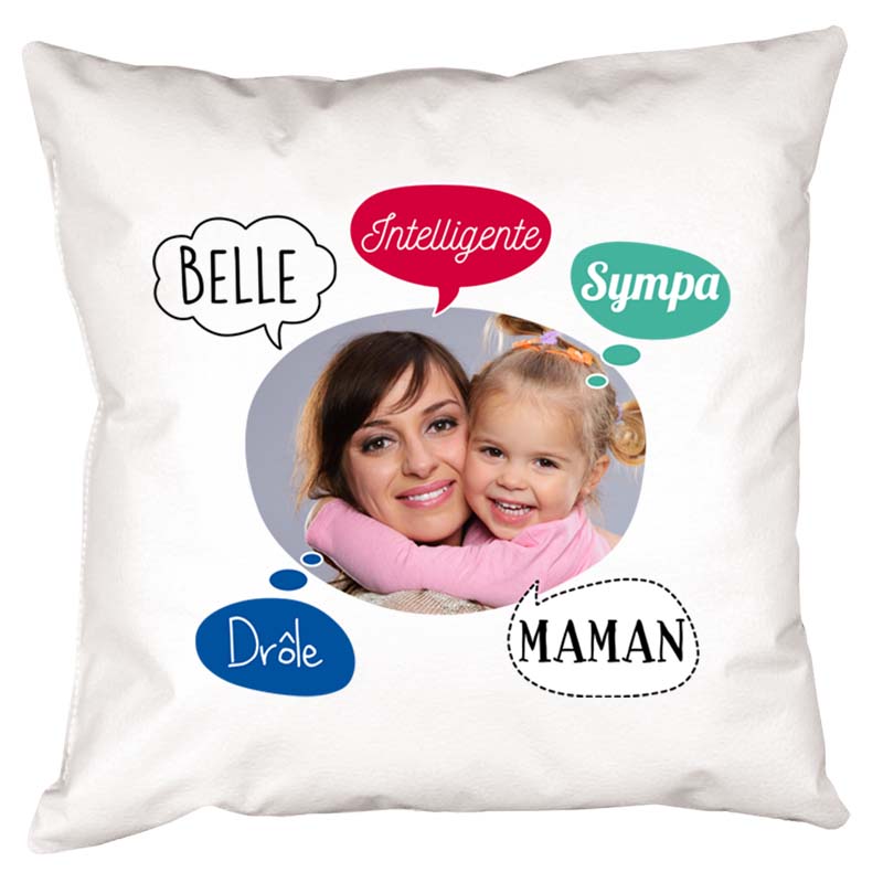 Cadeaux personnalisés: Décoration: Coussin personnalisé 'bulles' pour maman