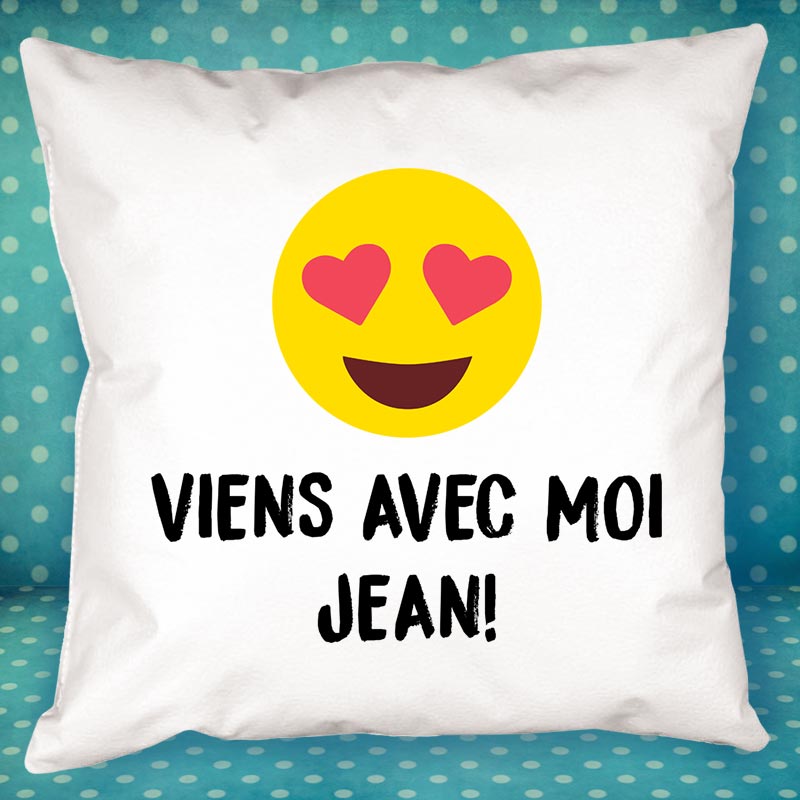 Cadeaux personnalisés: Décoration: Coussin personnalisé emoticône amoureux