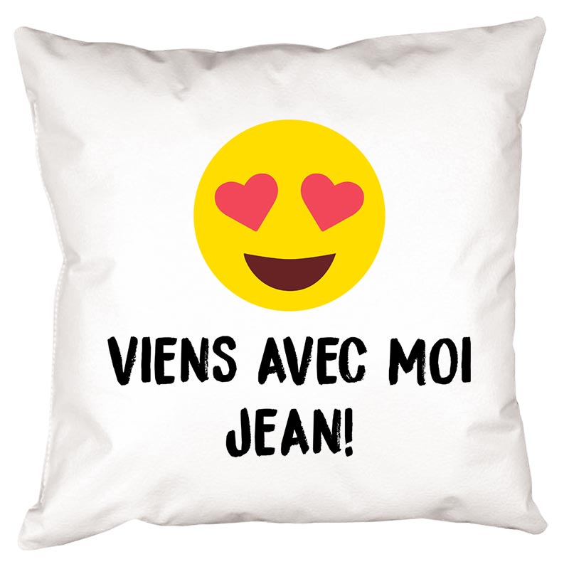 Cadeaux personnalisés: Décoration: Coussin personnalisé emoticône amoureux