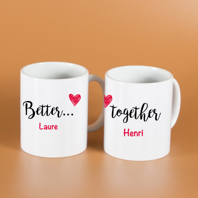 Cadeaux personnalisés: Cadeaux avec le nom: Ensemble de tasses Better Together