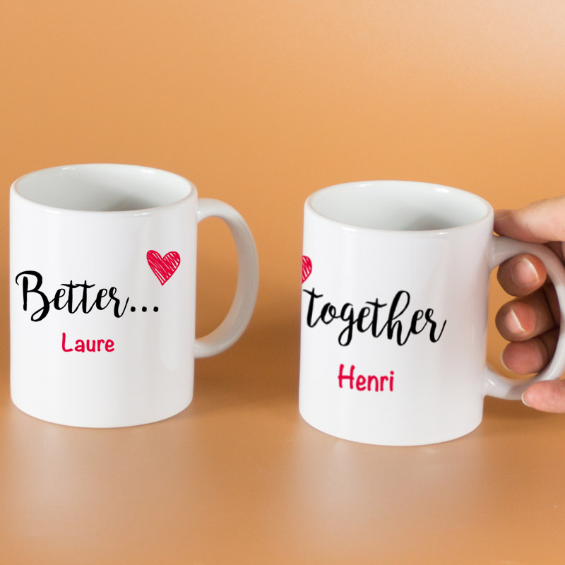 Cadeaux personnalisés: Cadeaux avec le nom: Ensemble de tasses Better Together