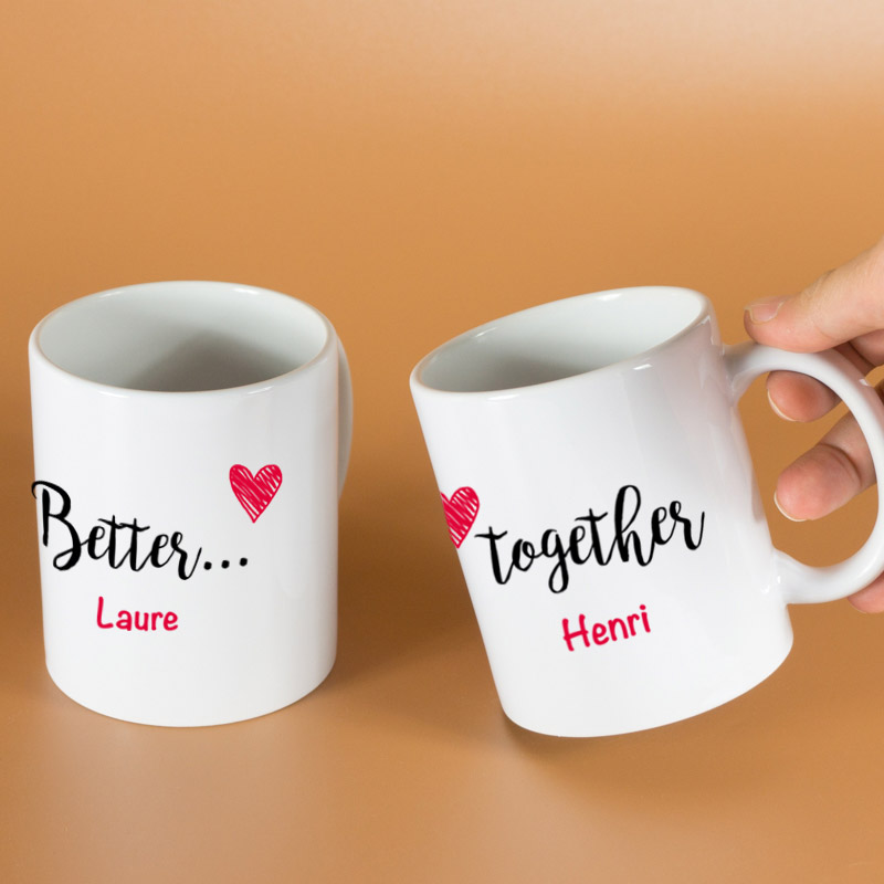 Cadeaux personnalisés: Cadeaux avec le nom: Ensemble de tasses Better Together